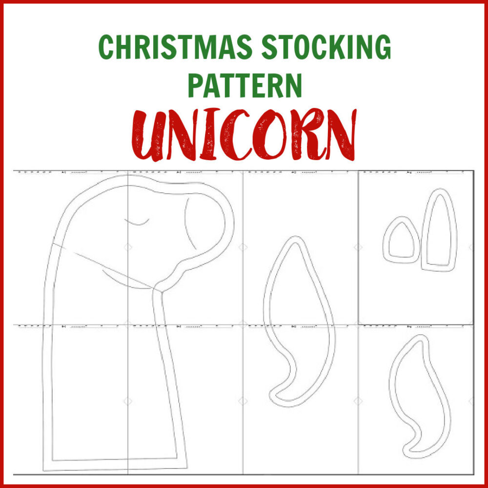 Unicorn Christmas stocking pattern