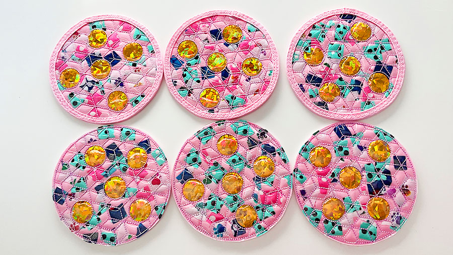 Pink Rounded Fabric Coasters