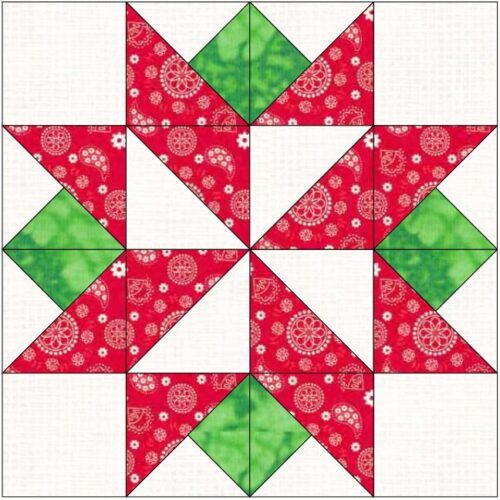 Christmas Star Quilt Block and Quilt Examples