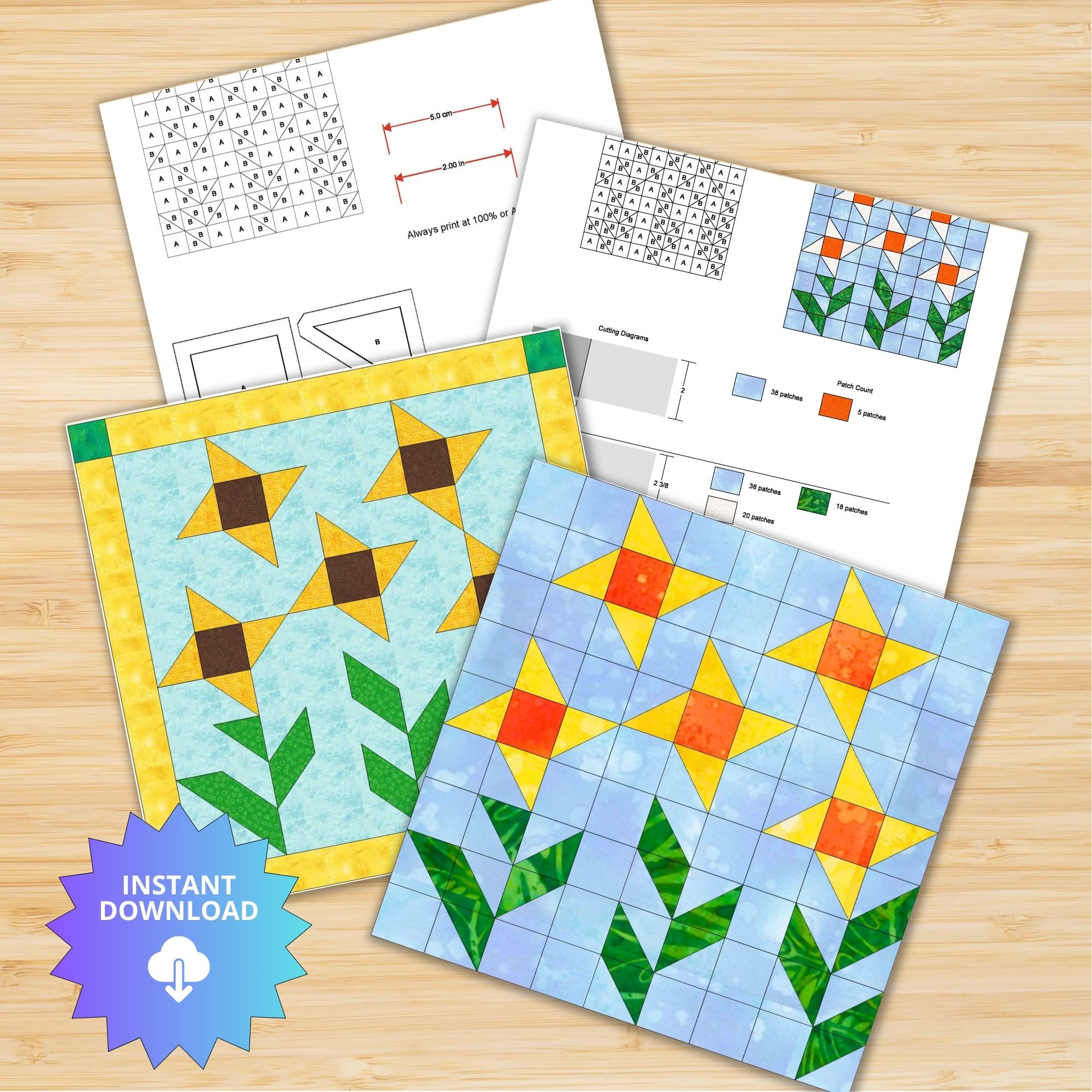 Quilt Block Pattern Daffodils Delight - Image 7