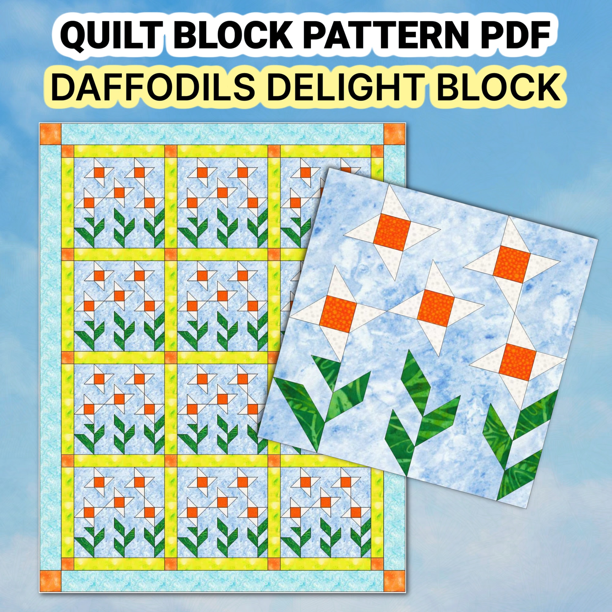 Quilt Block Pattern Daffodils Delight - Image 5