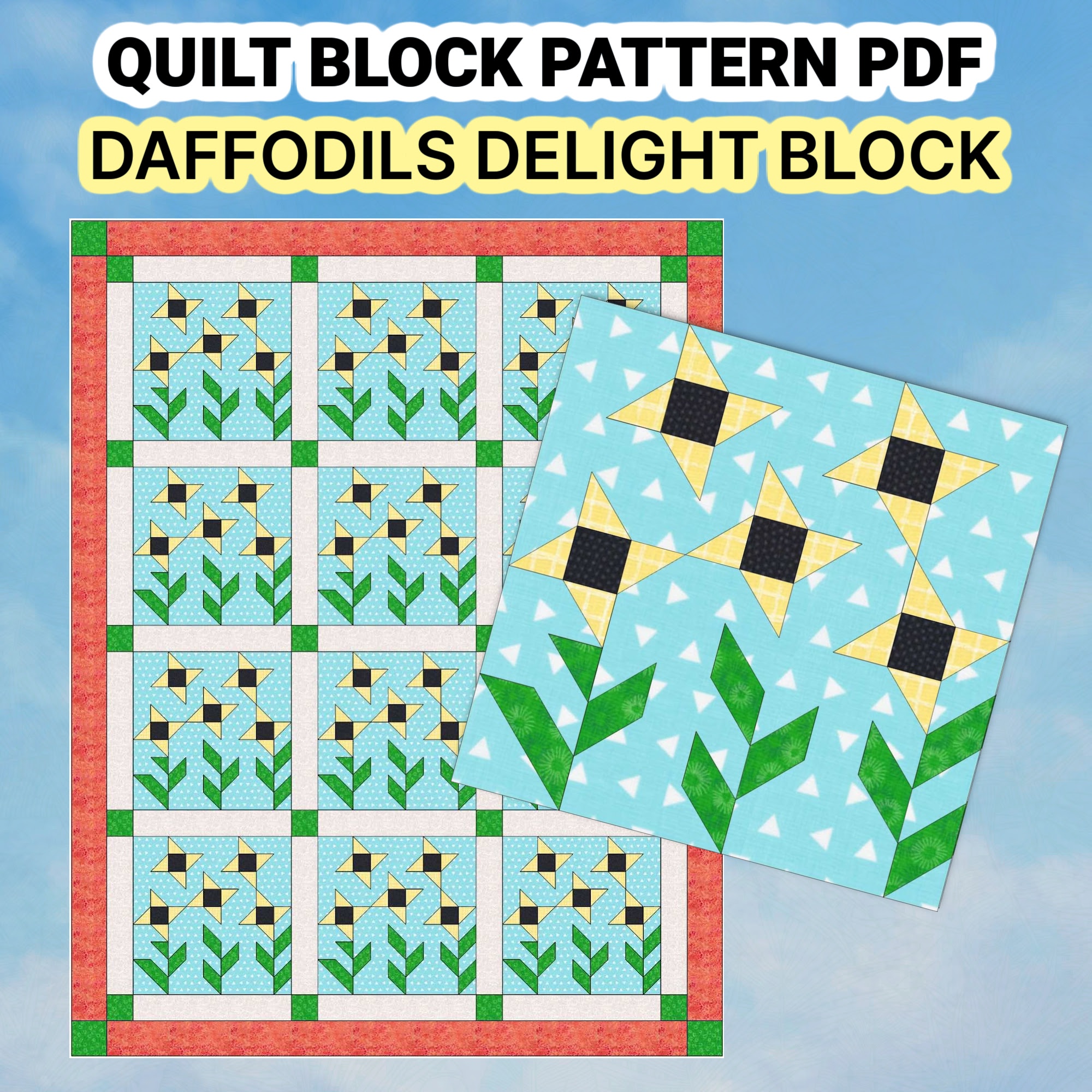 Quilt Block Pattern Daffodils Delight - Image 4