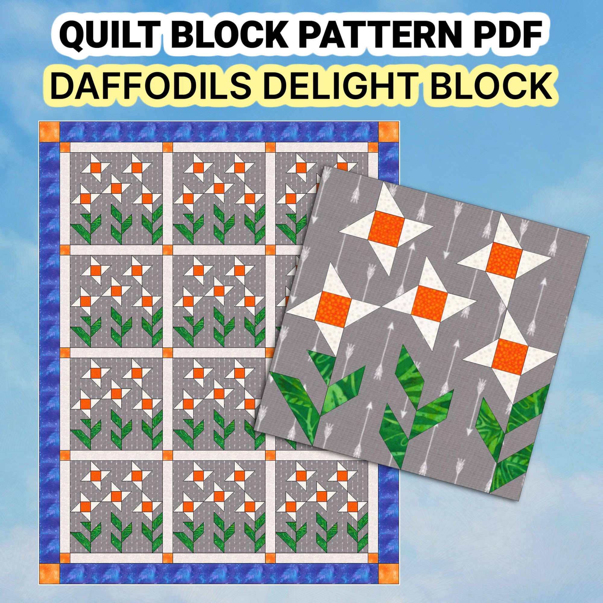 Quilt Block Pattern Daffodils Delight - Image 3