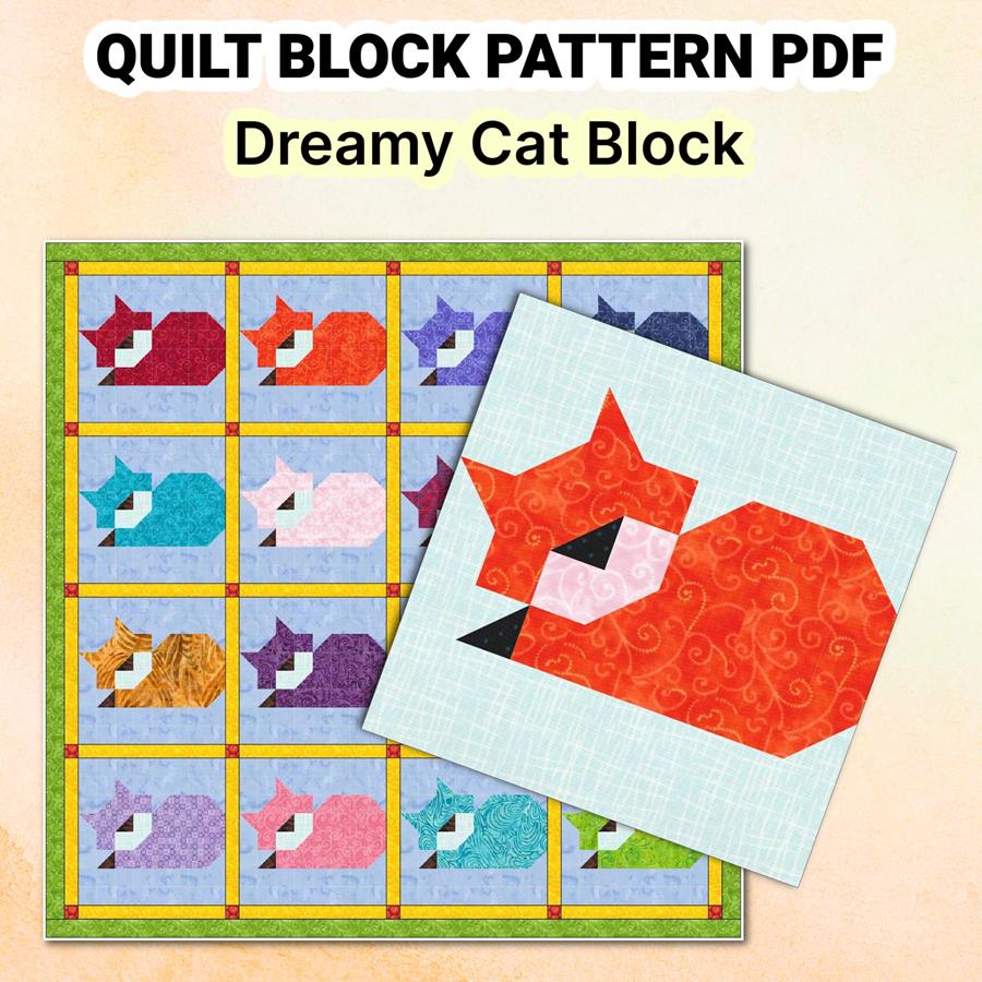 Quilt Block Pattern Dreamy Cat - Image 5