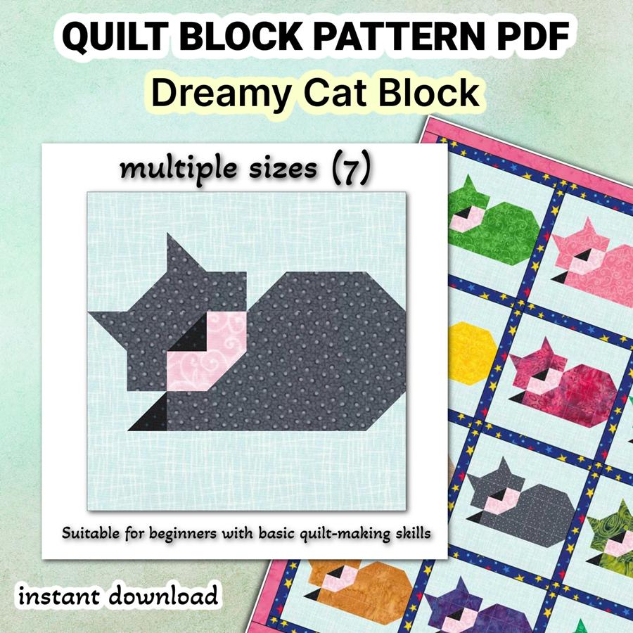 Quilt Block Pattern Dreamy Cat