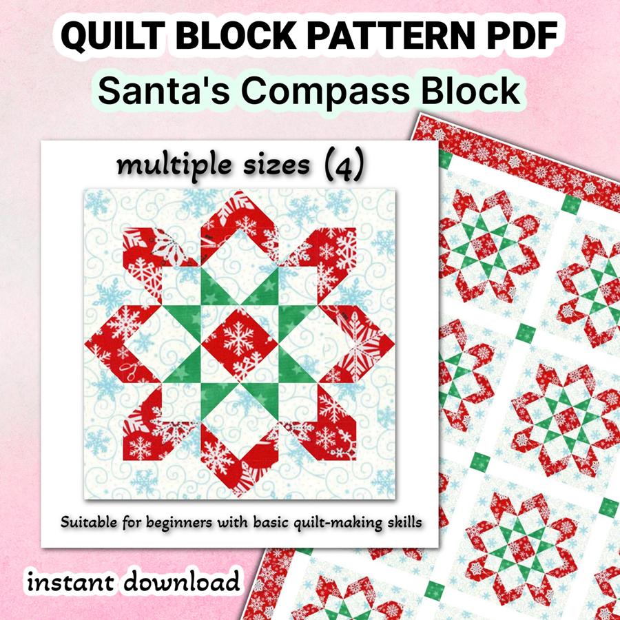 Quilt Block Pattern Santa's Compass