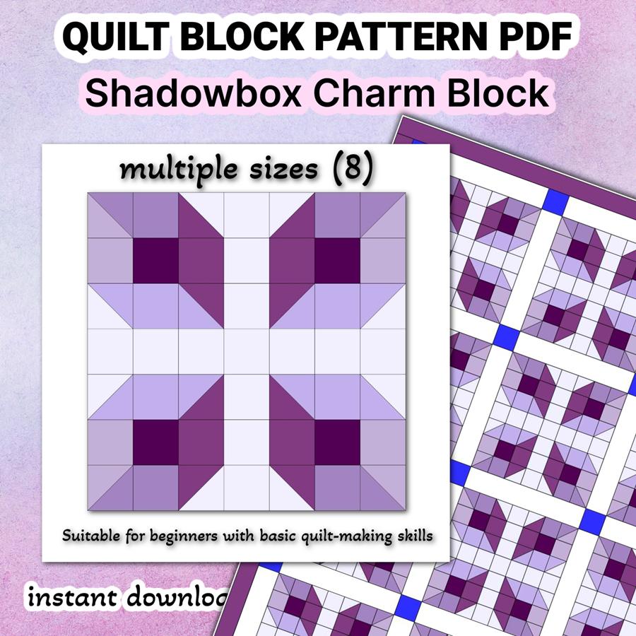 Quilt Block Pattern Shadowbox Charm