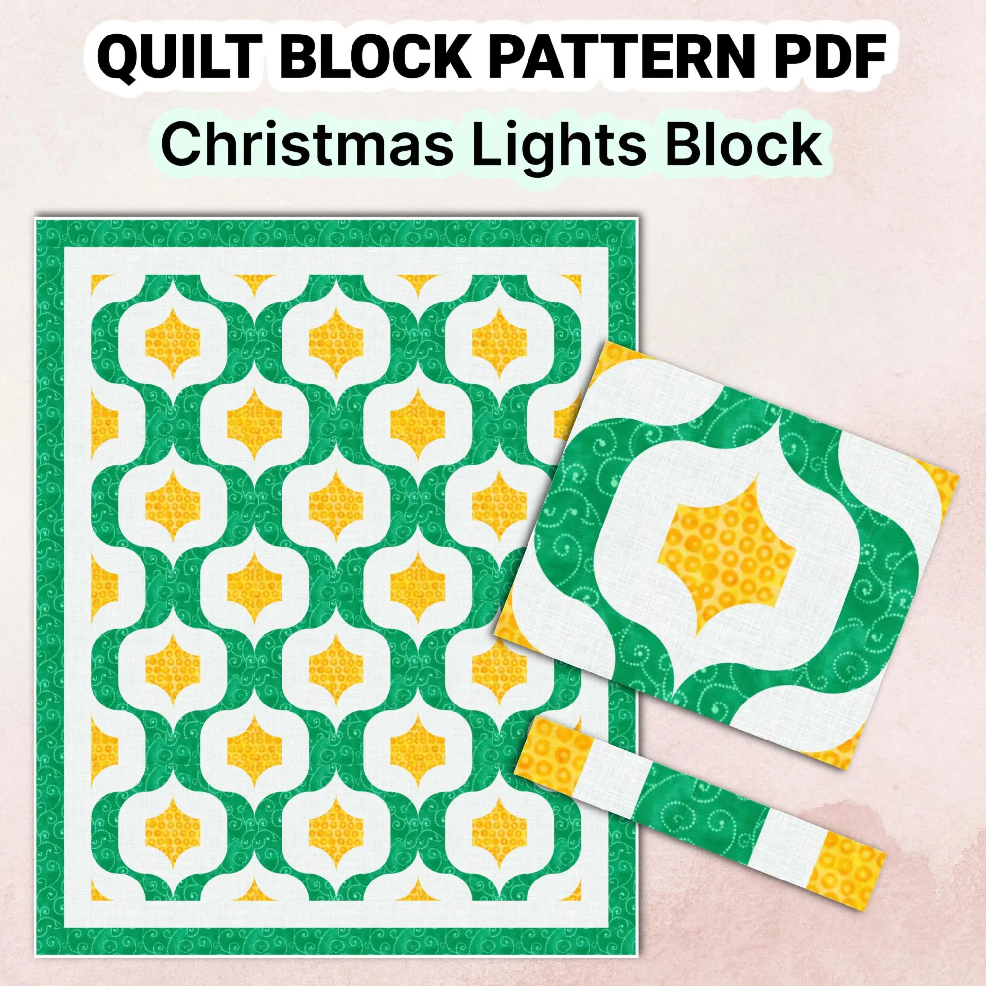 Christmas Lights Quilt Block Pattern | Drunkard’s Path Variation | PDF Quilt Block Pattern (7 Sizes) | Quilting Patterns | Modern Patchwork - Image 5