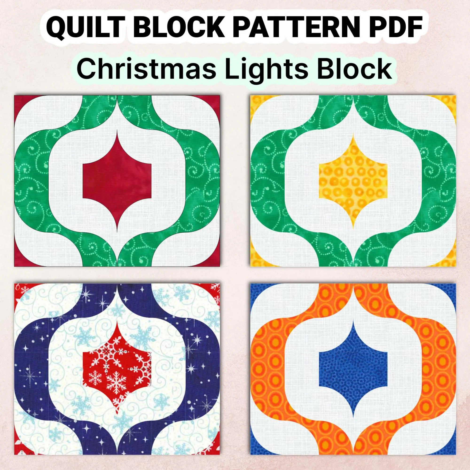 Christmas Lights Quilt Block Pattern | Drunkard’s Path Variation | PDF Quilt Block Pattern (7 Sizes) | Quilting Patterns | Modern Patchwork - Image 8