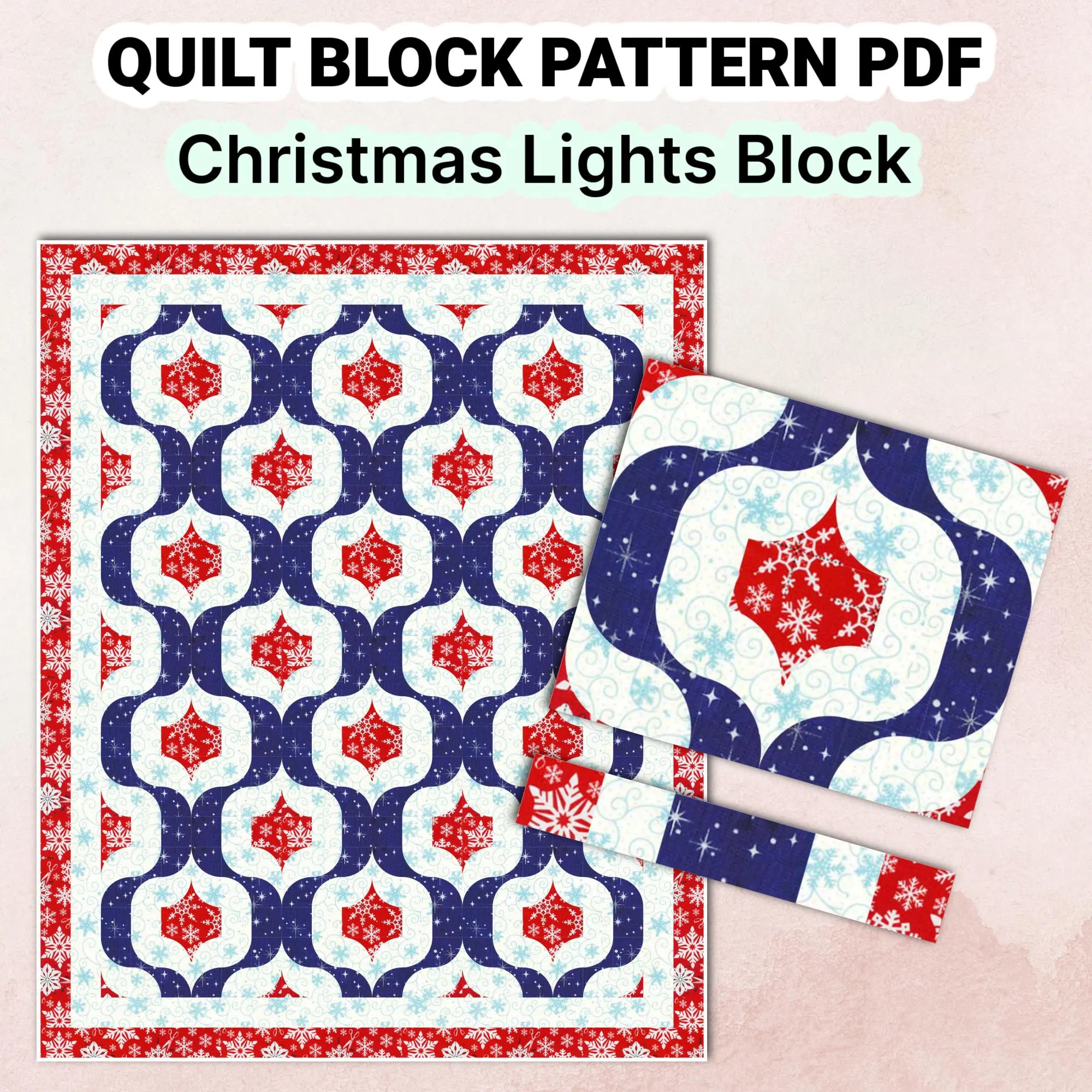 Christmas Lights Quilt Block Pattern | Drunkard’s Path Variation | PDF Quilt Block Pattern (7 Sizes) | Quilting Patterns | Modern Patchwork - Image 4